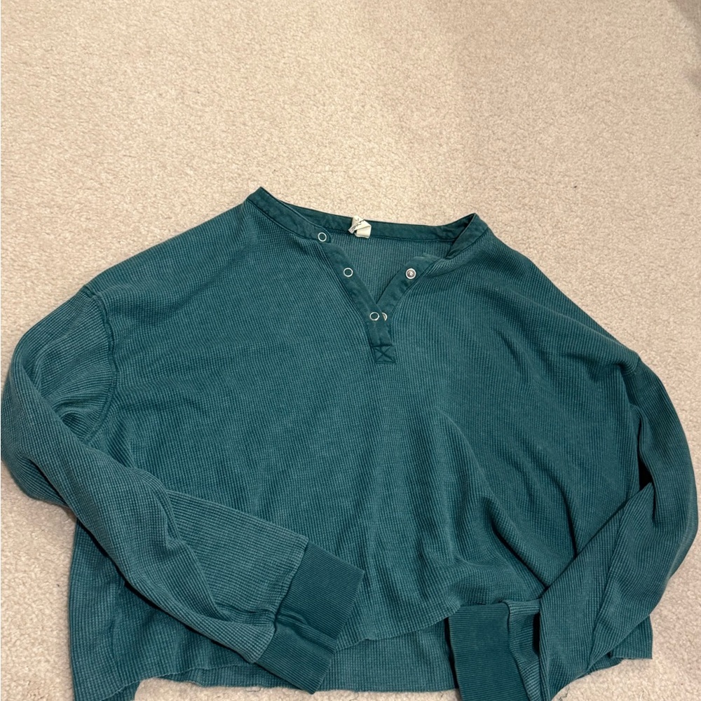 La Hearts Teal Long Sleeve Top